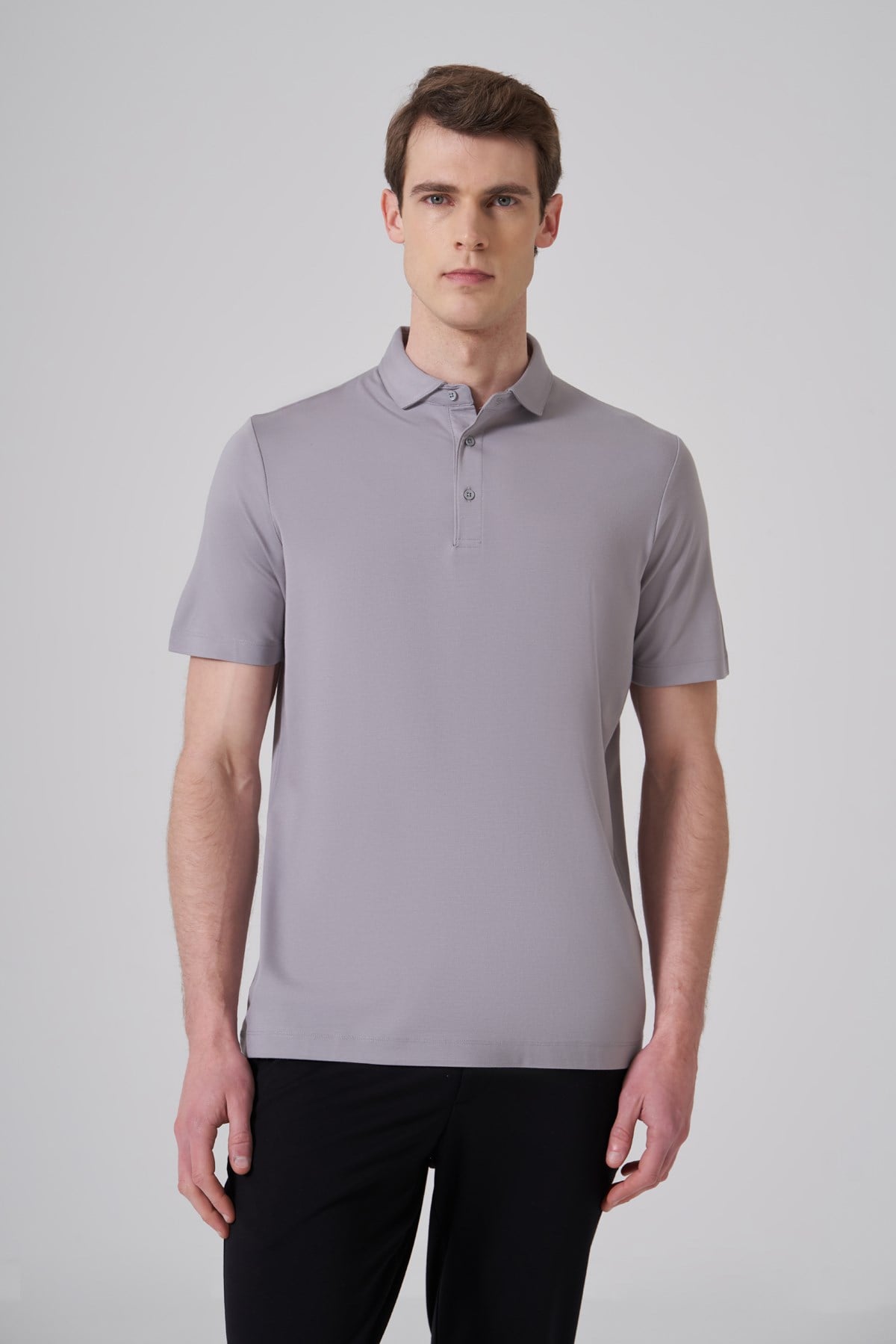 Morven Erkek Gri Trend Polo Yaka Rayon Dinamik Fit Tshirt