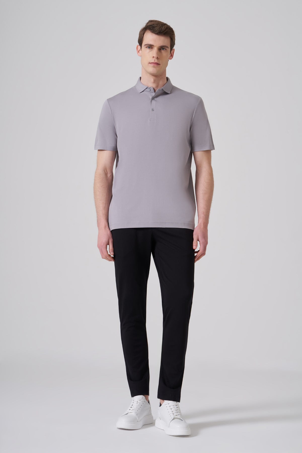 Morven Erkek Gri Trend Polo Yaka Rayon Dinamik Fit Tshirt