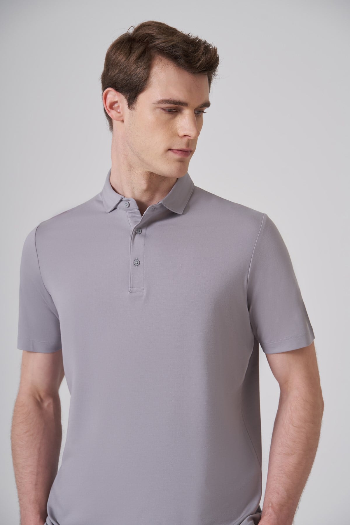 Morven Erkek Gri Trend Polo Yaka Rayon Dinamik Fit Tshirt