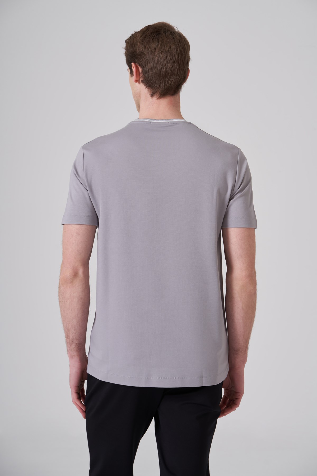 Morven Erkek Gri Trend Rayon Bisiklet Yaka Dinamik Fit Tshirt