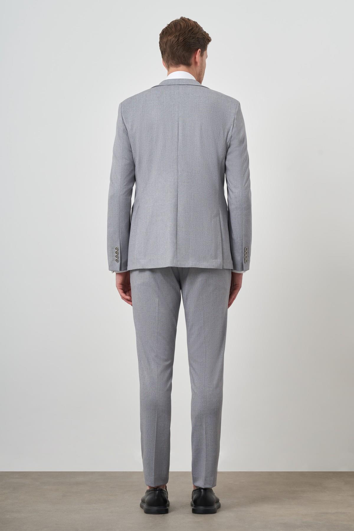 Morven Erkek Gri Trend Slim Fit Mono Yaka Takım Elbise