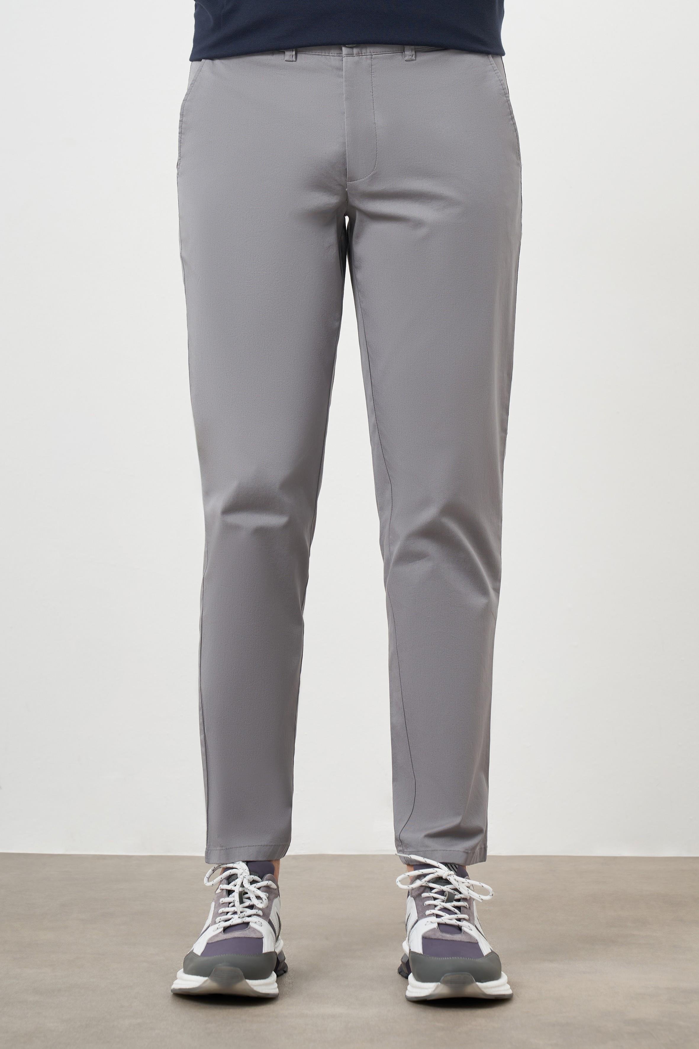 Morven Erkek Gri Yazlık Pamuk Yan Cep Dynamic Fit Chino Pantolon