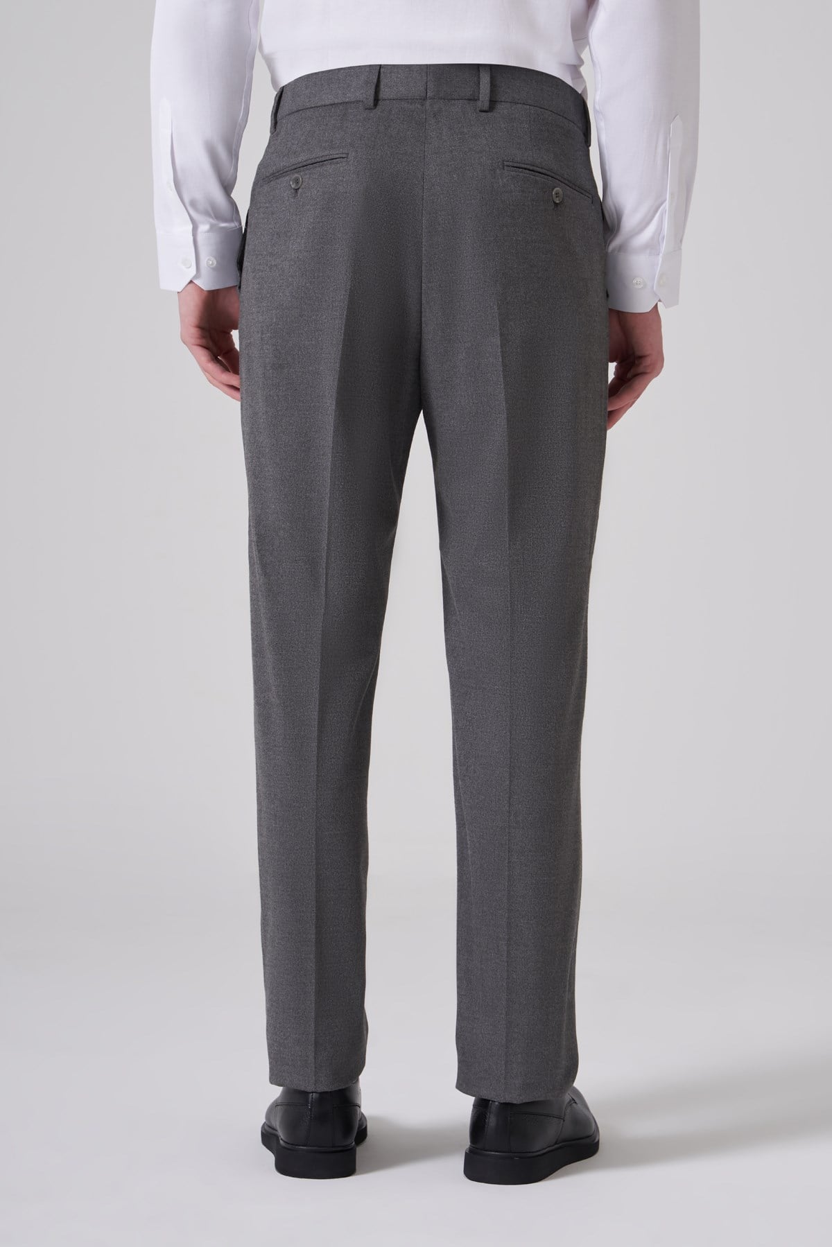 Morven Erkek Gri Yünlü Düz Dynamic Fit Pantolon