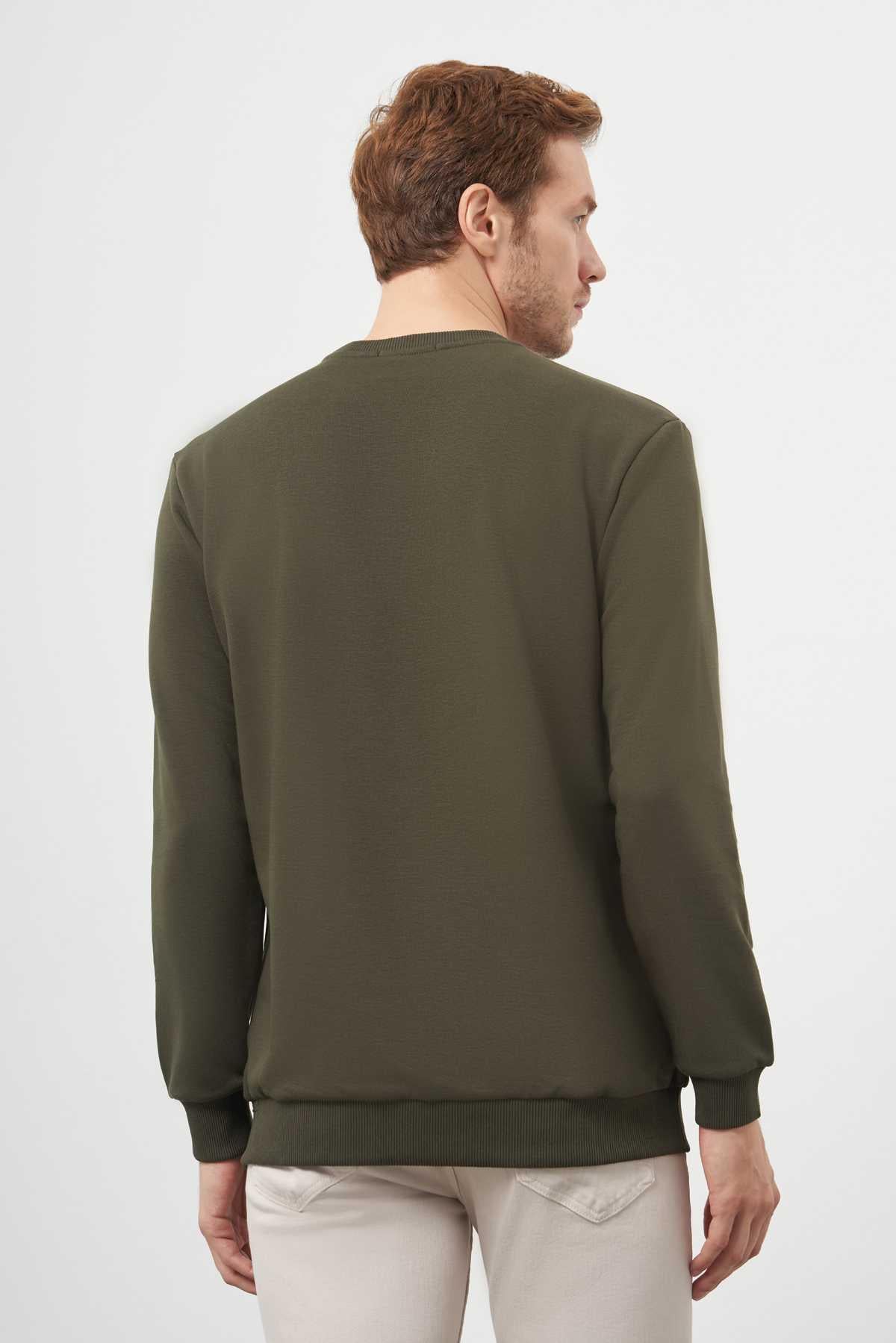 Morven Erkek Haki Basic Bisiklet Yaka Sweat-Shirt