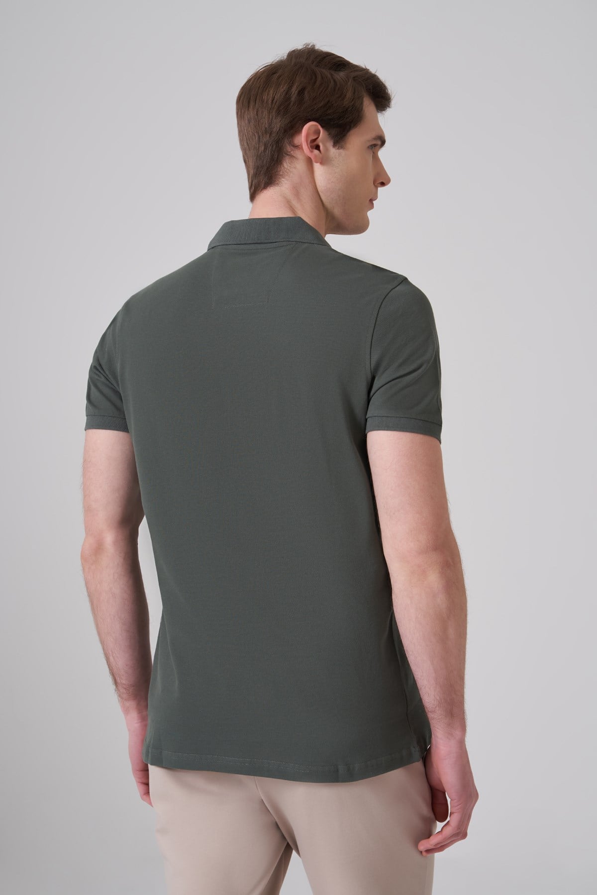 Morven Erkek Haki Basic Polo Yaka Dynamic Fit T-Shirt
