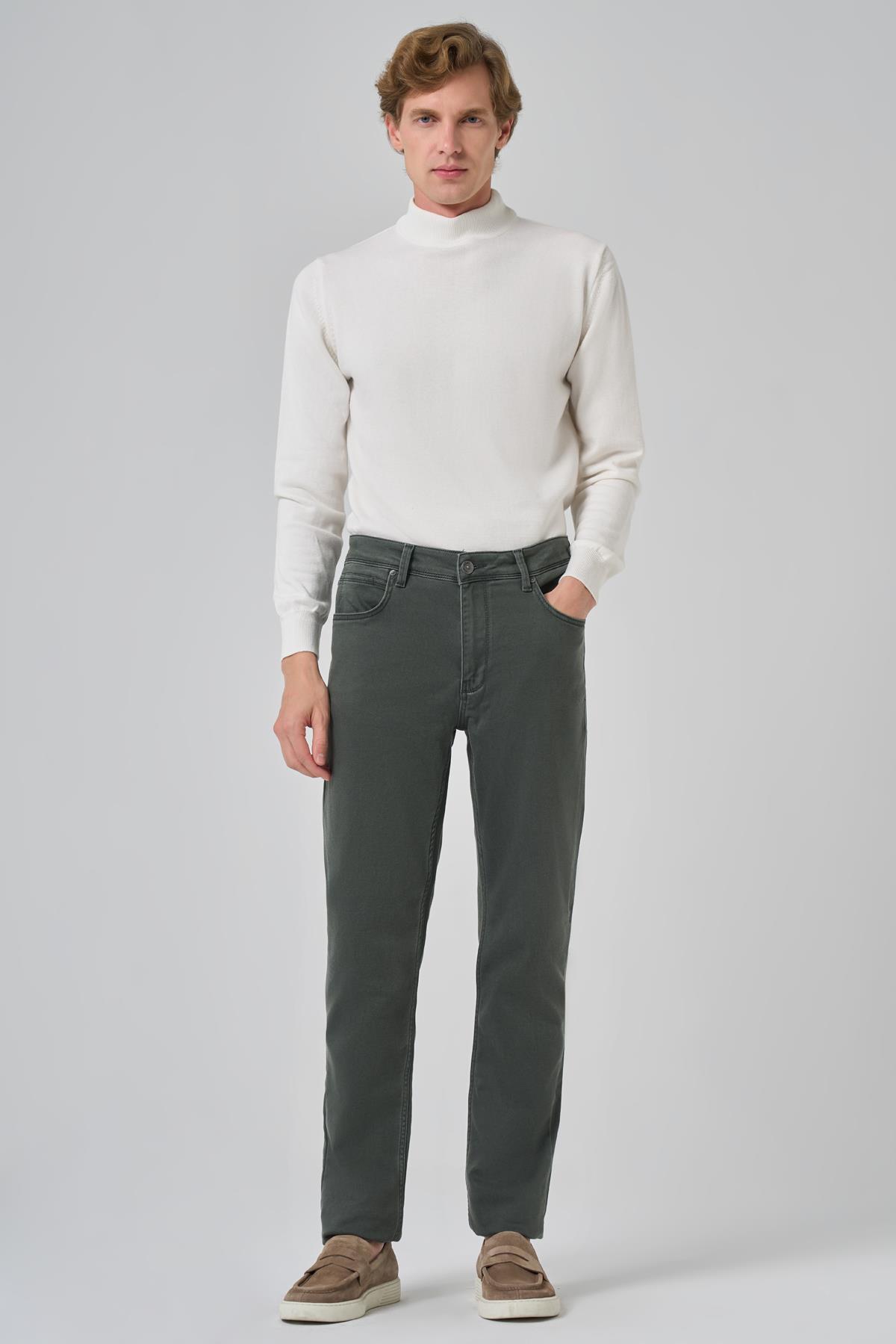 Morven Erkek Haki Denim 5 Cep Dynamic Fit Jean Kot Pantolon