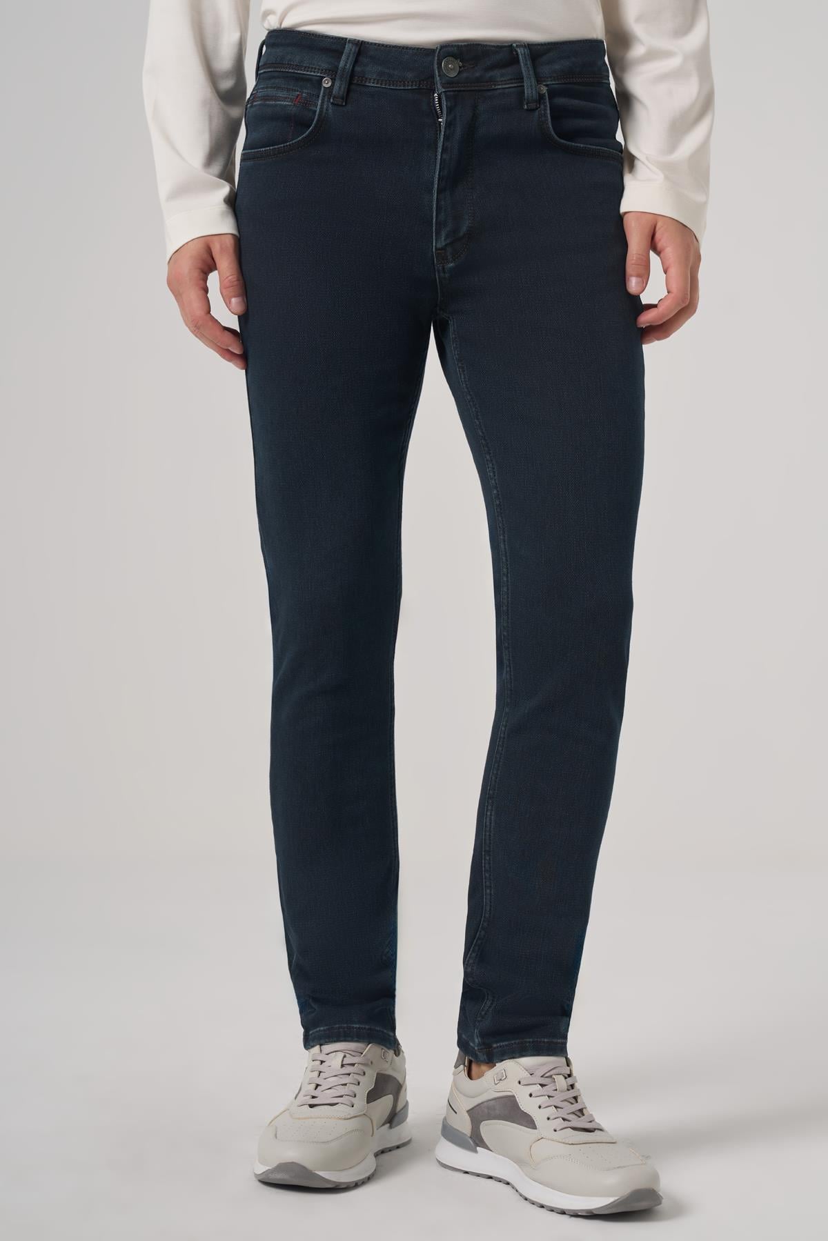 Morven Erkek Haki Denim 5 Cep Slim Fit Jean Kot Pantolon