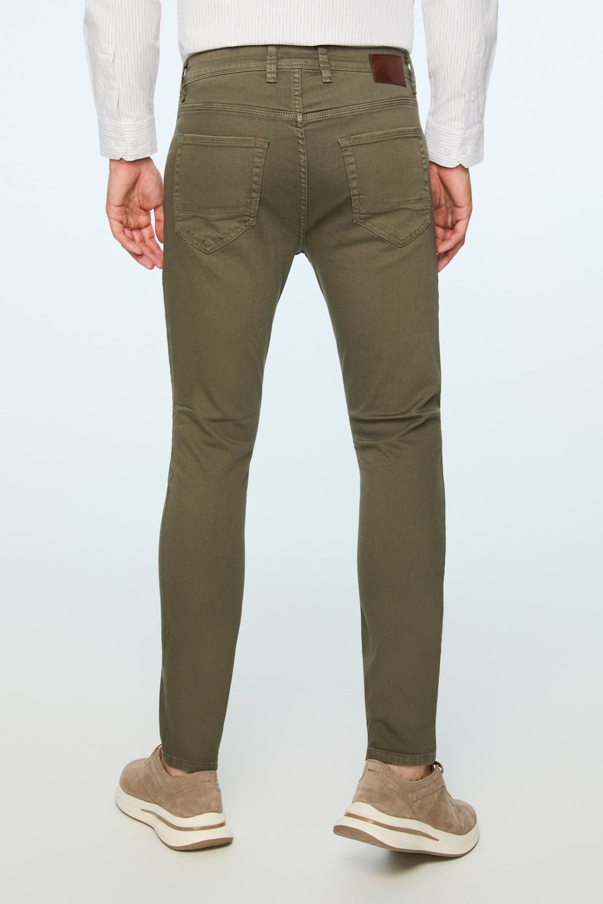 Morven Erkek Haki Denim 5 Cep Slim Fit Jean Kot Pantolon