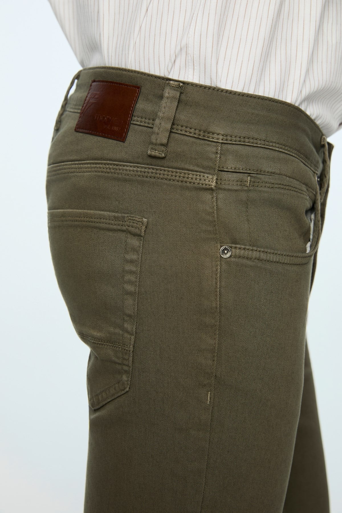 Morven Erkek Haki Denim 5 Cep Slim Fit Jean Kot Pantolon