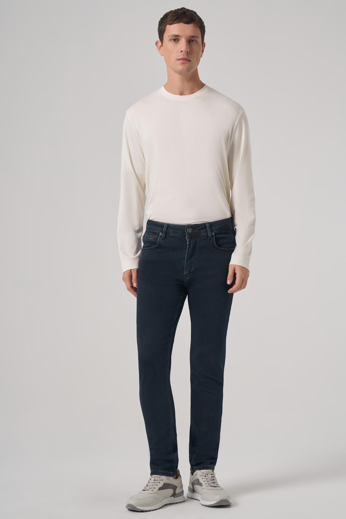 Morven Erkek Haki Denim 5 Cep Slim Fit Jean Kot Pantolon