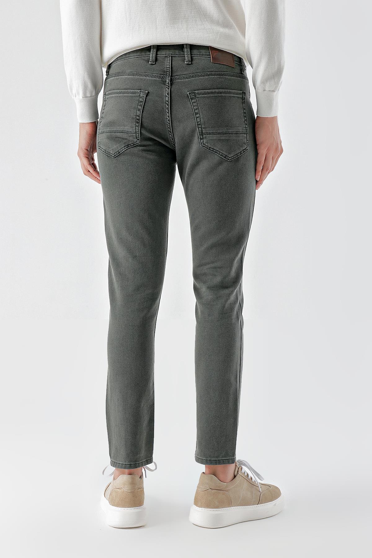 Morven Erkek Haki Mevsimlik Pamuk 5 Cep Slim Fit Jean Pantolon