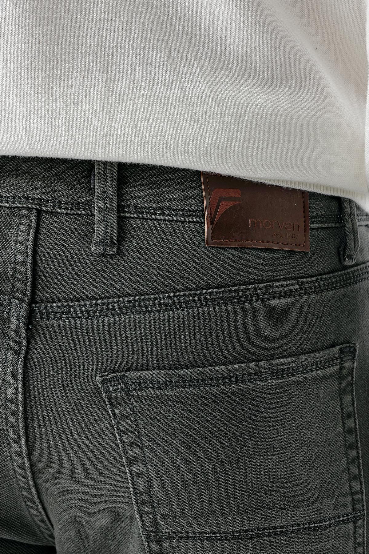 Morven Erkek Haki Mevsimlik Pamuk 5 Cep Slim Fit Jean Pantolon