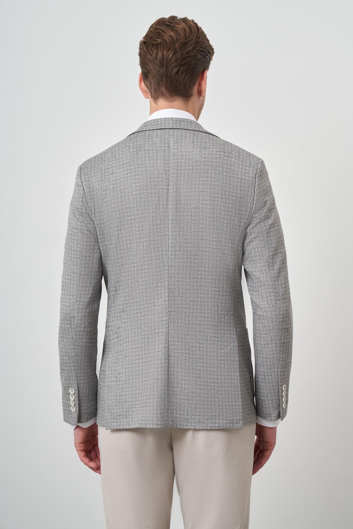 Morven Erkek Haki Örme Slim Fit Mono Yaka Ceket