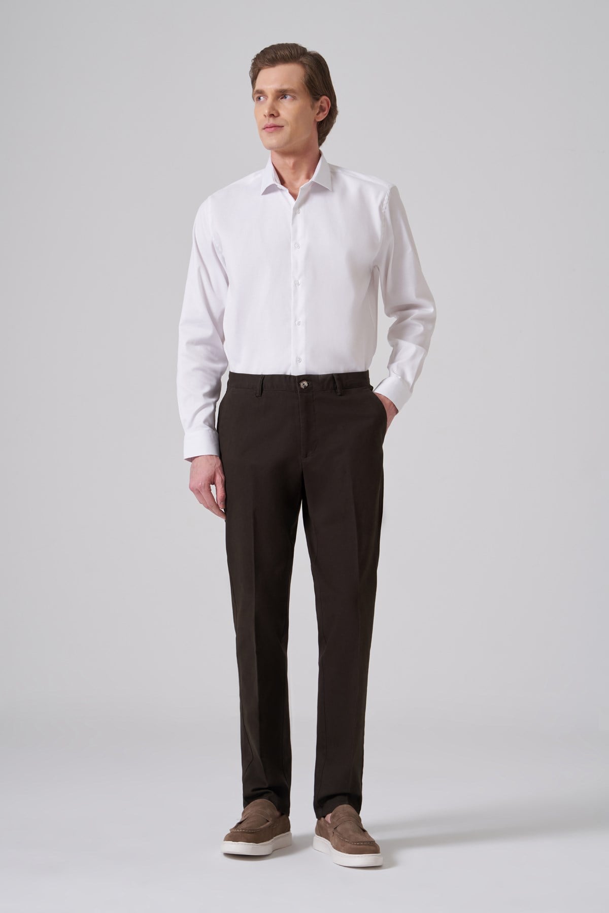 Morven Erkek Haki Pamuk Trend Dynamic Fit Chino Pantolon
