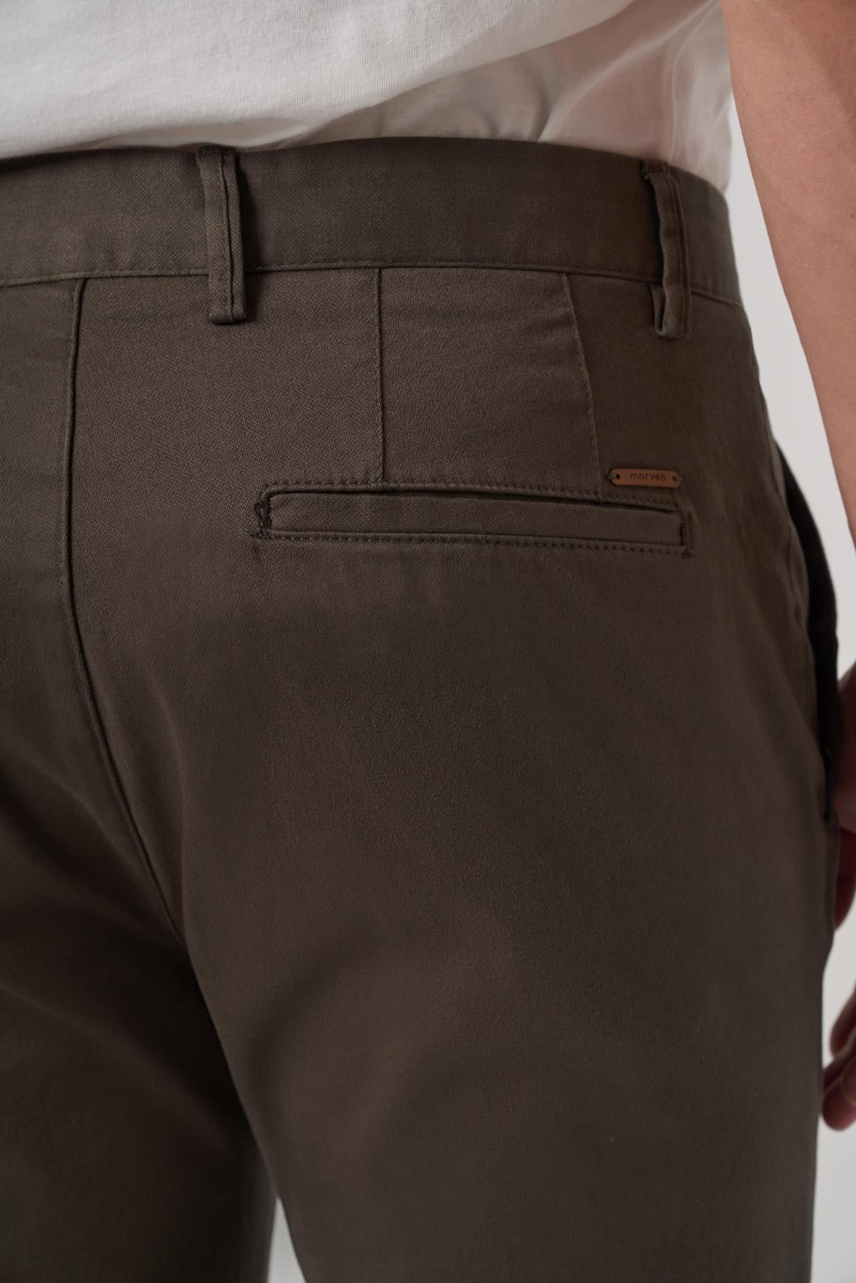 Morven Erkek Haki Pamuk Trend Slim Fit Chino Pantolon