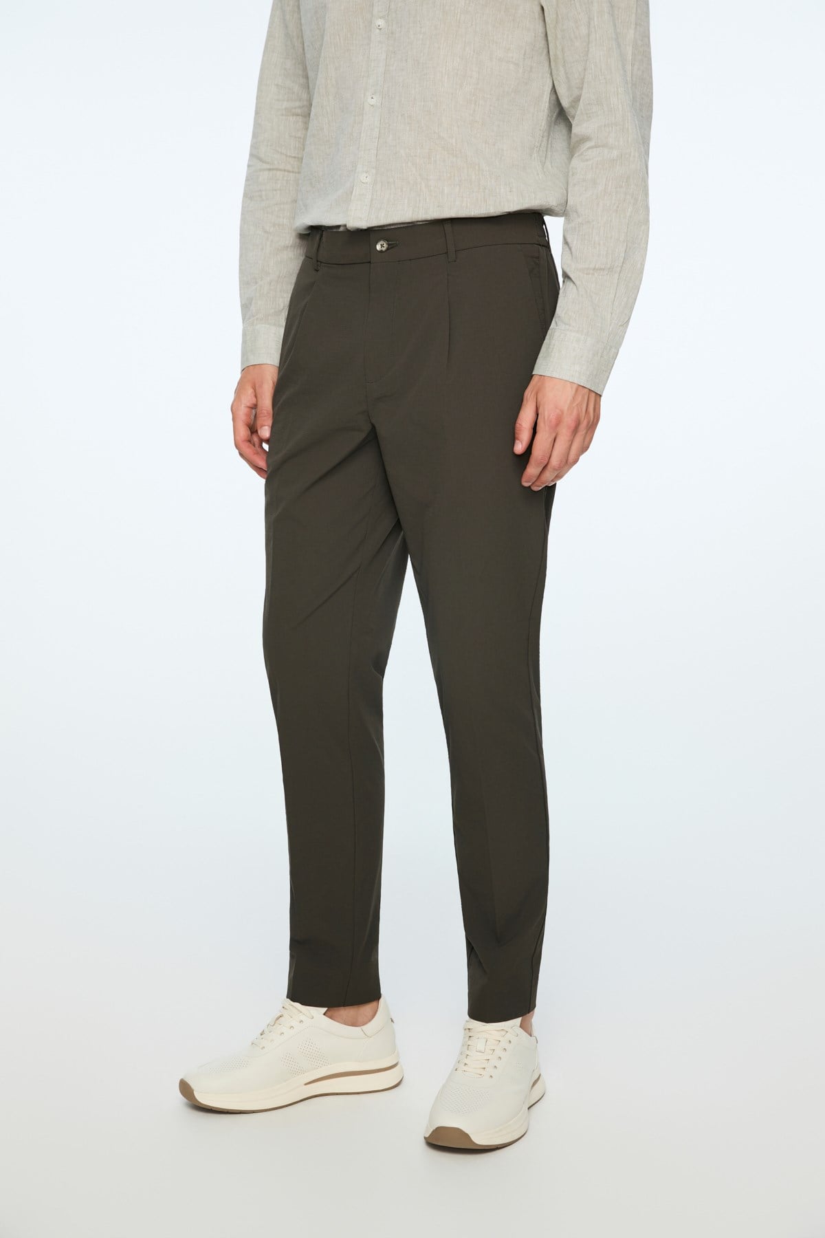 Morven Erkek Haki Polyamid Trend Desenli Slim Fit Pantolon