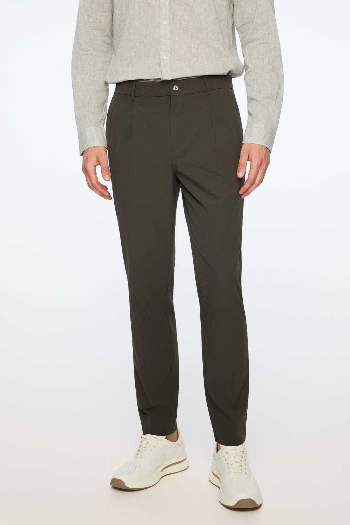 Morven Erkek Haki Polyamid Trend Desenli Slim Fit Pantolon