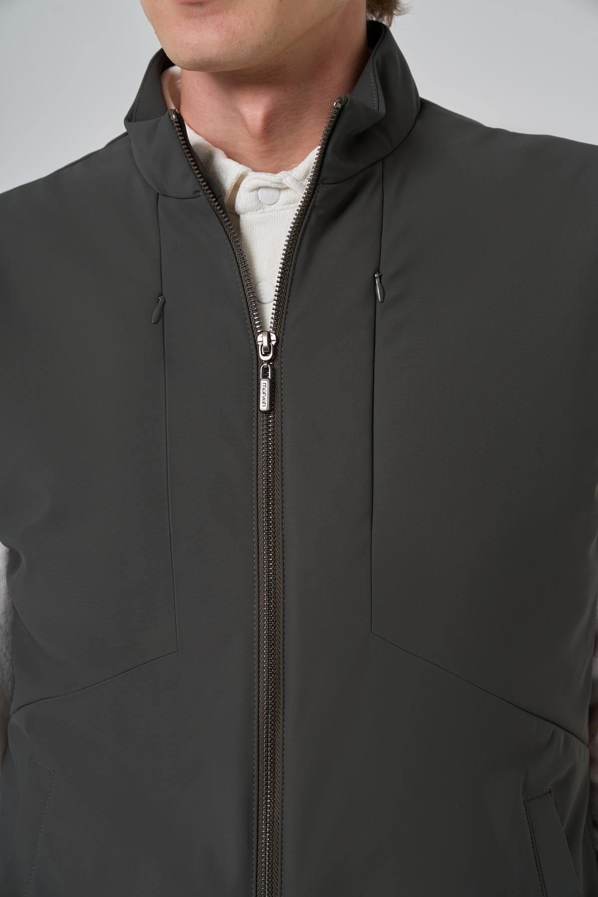 Morven Erkek Haki Polyamide Spor Gizli Cep Fermuarlı Yelek