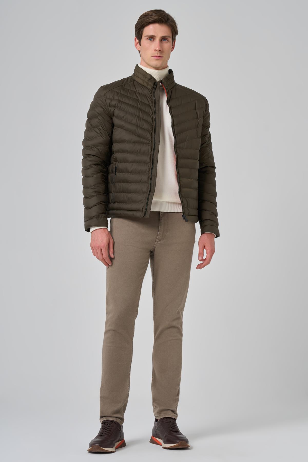 Morven Erkek Haki Polyester Kısa Kapitone Mont