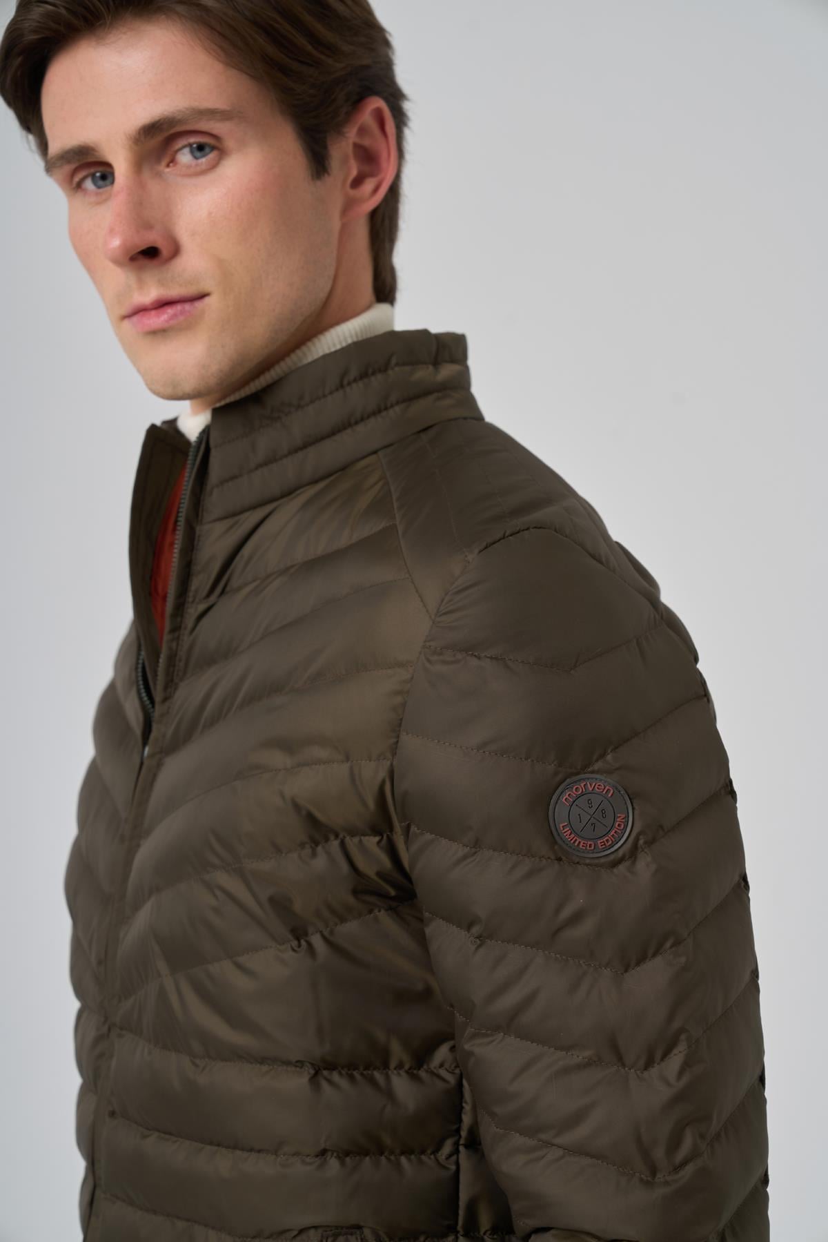 Morven Erkek Haki Polyester Kısa Kapitone Mont