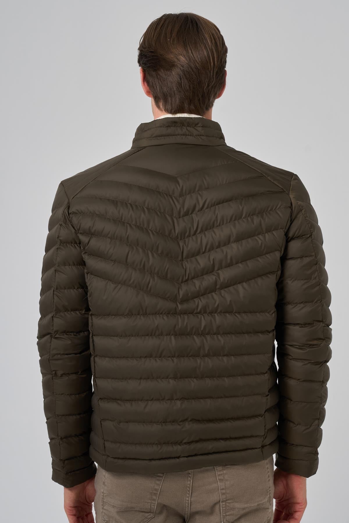 Morven Erkek Haki Polyester Kısa Kapitone Mont