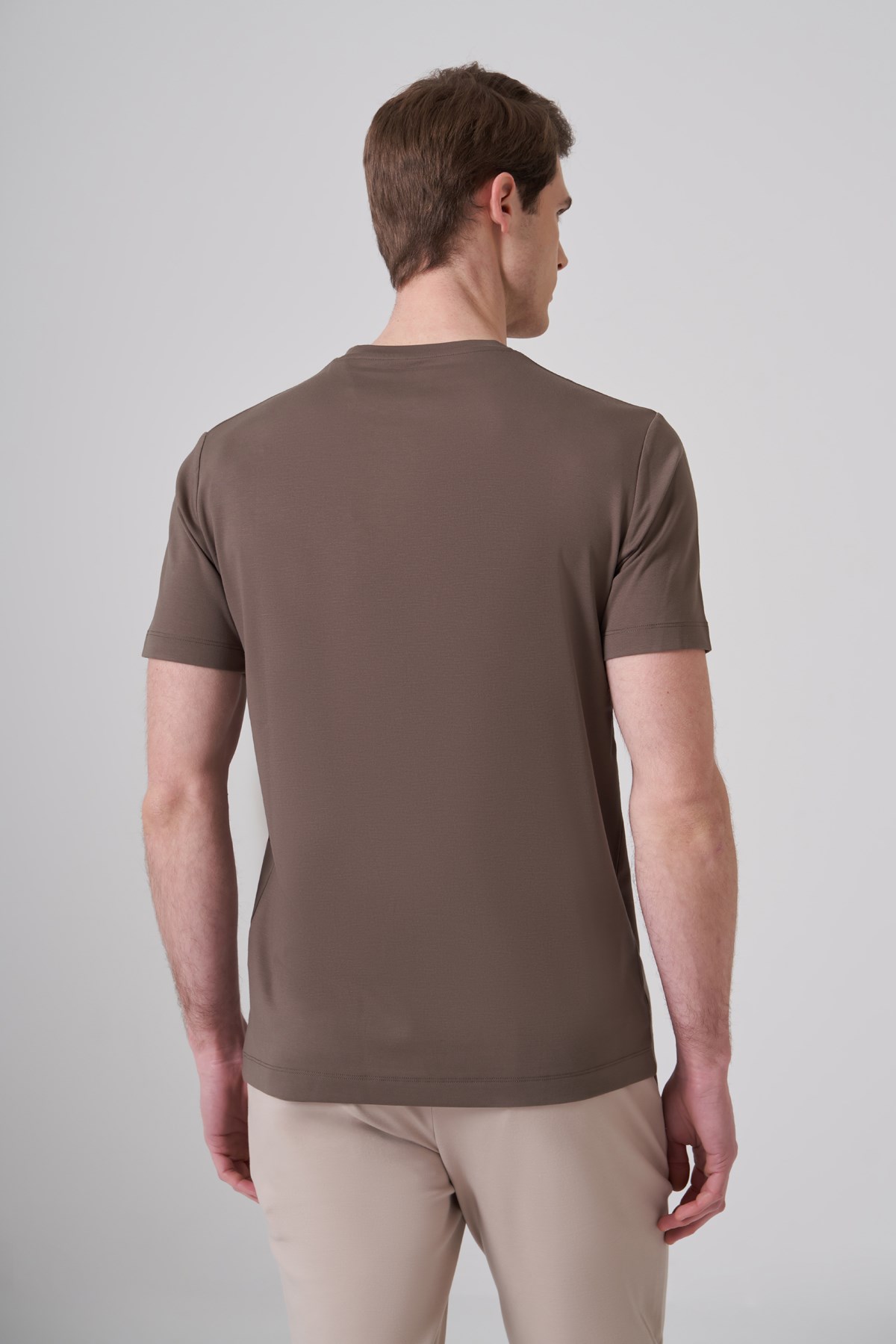 Morven Erkek Haki Trend  Bisiklet Yaka Rayon Dinamik Fit Tshirt