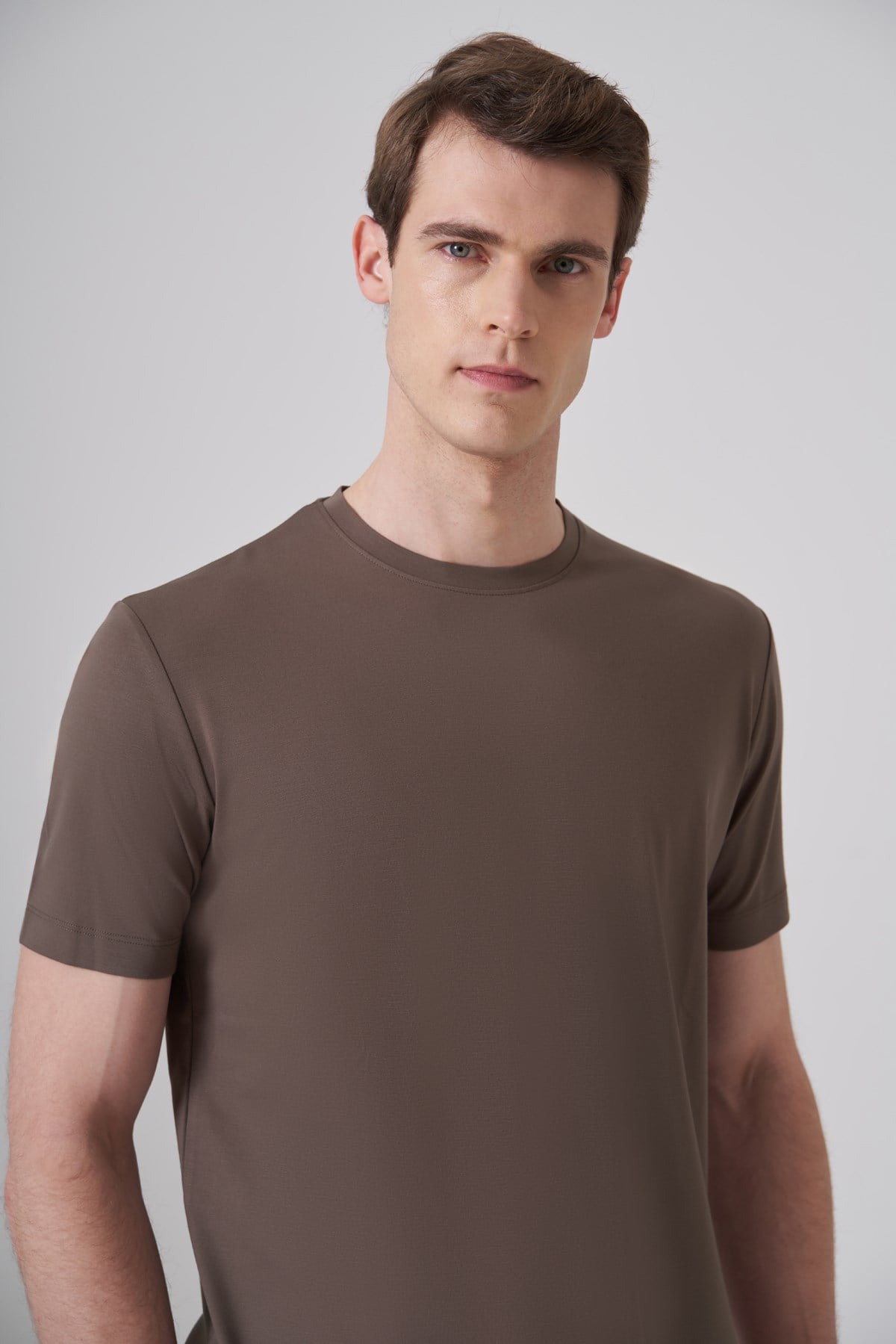 Morven Erkek Haki Trend  Bisiklet Yaka Rayon Dinamik Fit Tshirt