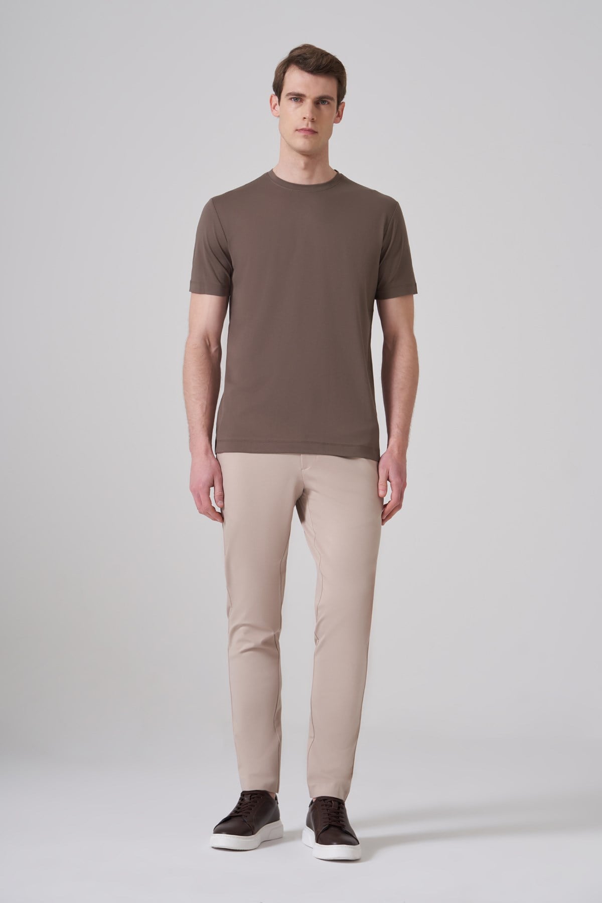 Morven Erkek Haki Trend  Bisiklet Yaka Rayon Dinamik Fit Tshirt
