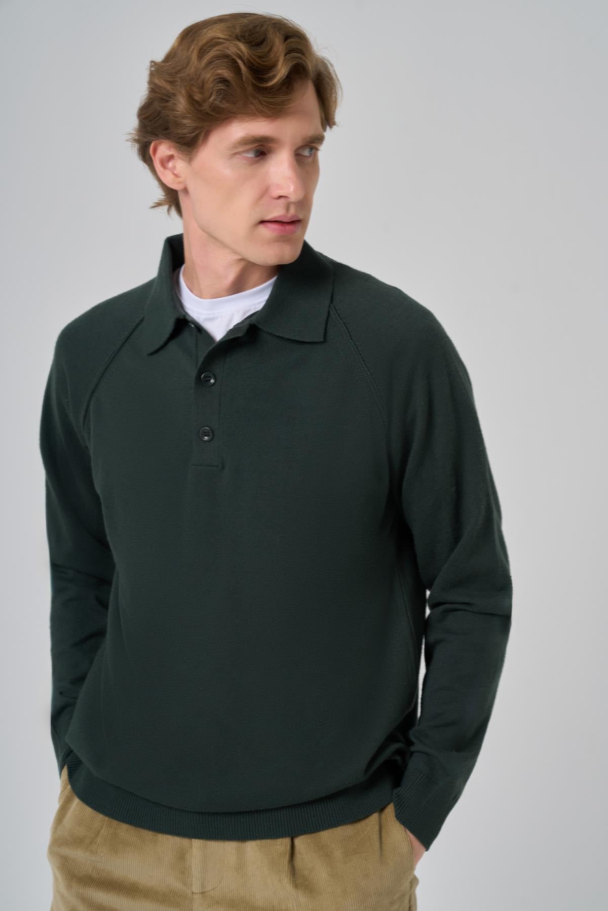 Morven Erkek Haki Trend Core Spun Polo Yaka Dynamic Fit Rahat Kesim Triko