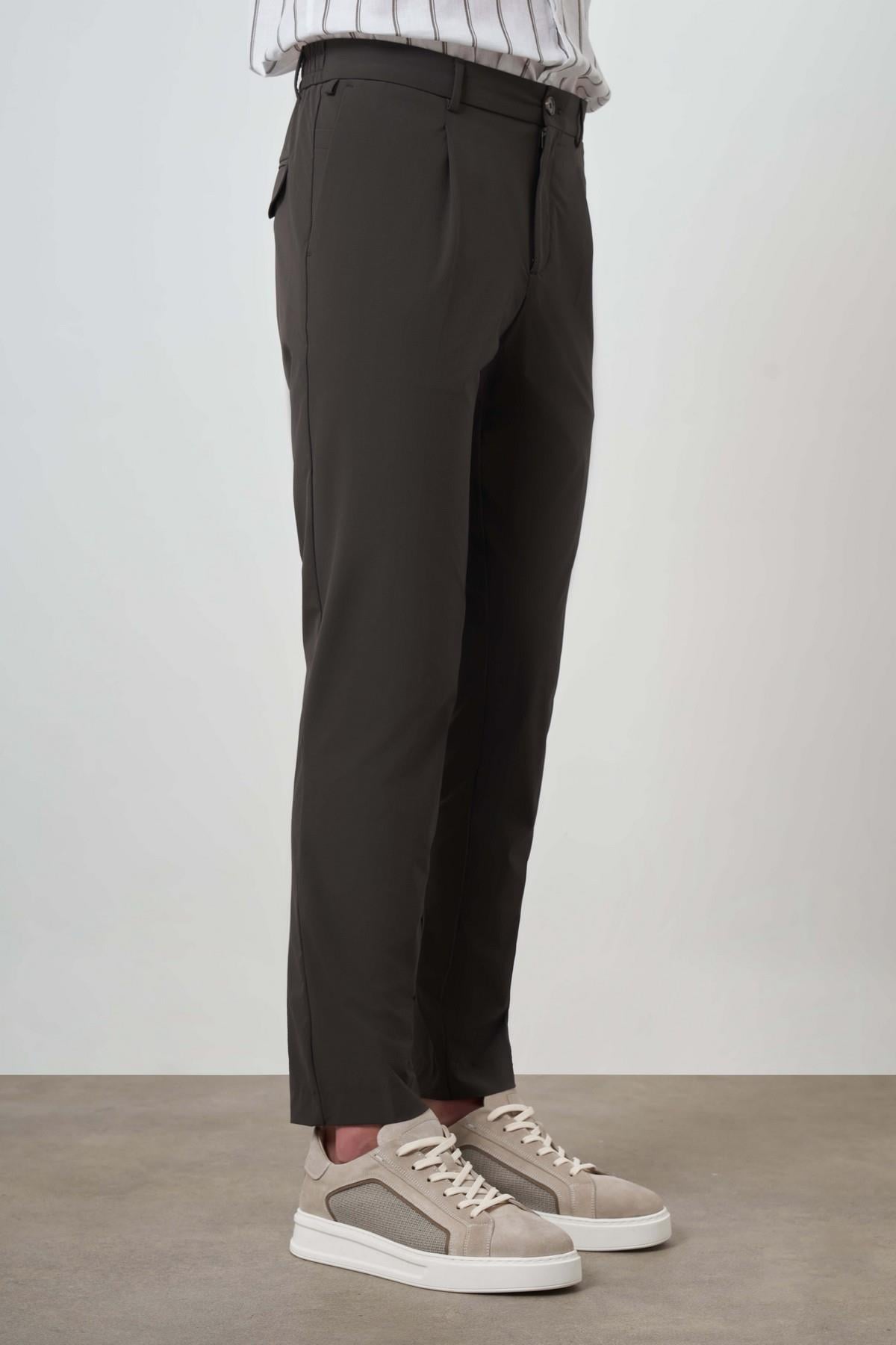 Morven Erkek Haki Trend Slim Fit Tam Lastik Pantolon