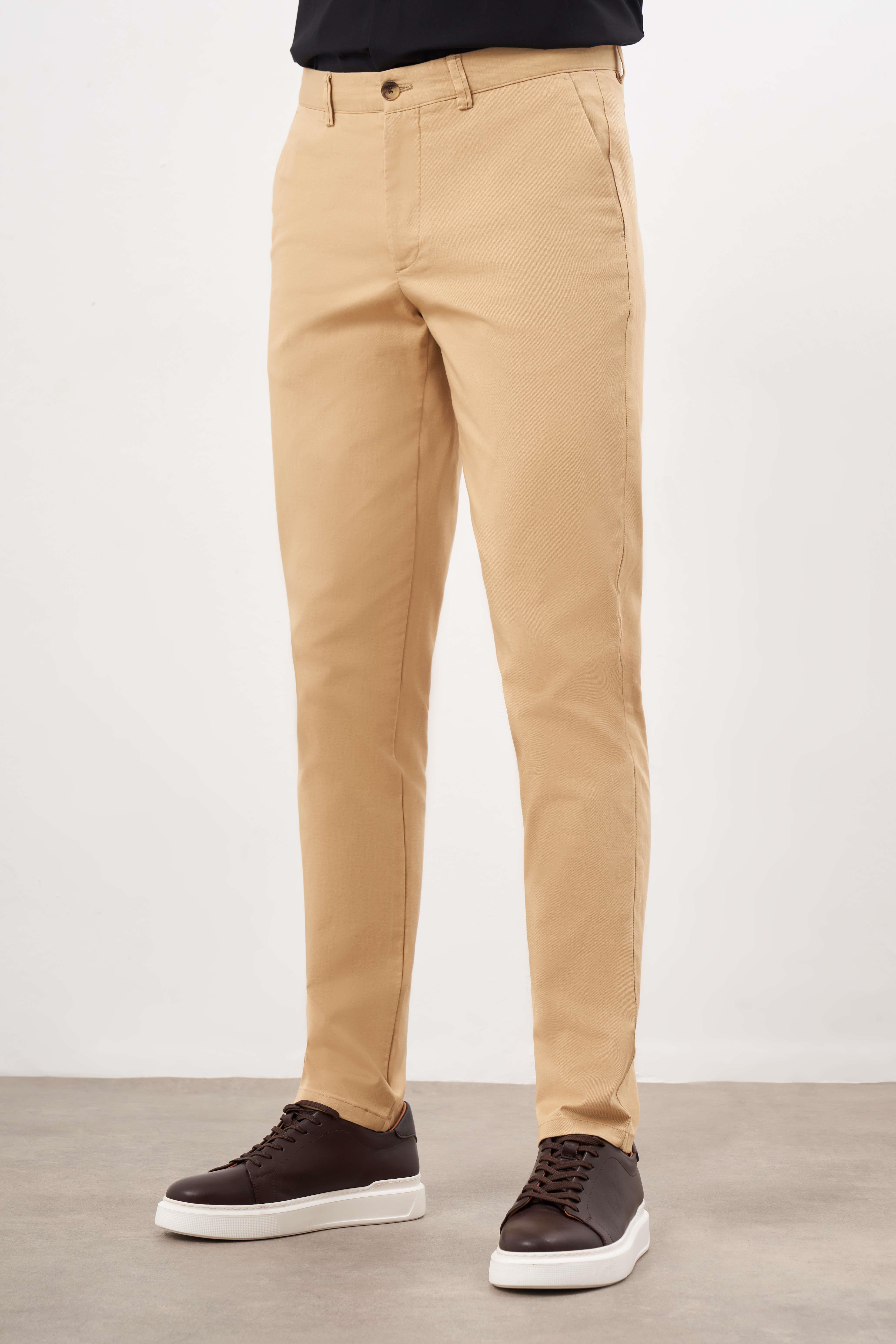 Morven Erkek Hardal Sarısı Mevsimlik Pamuk Yan Cep Slim Fit Chino Pantolon