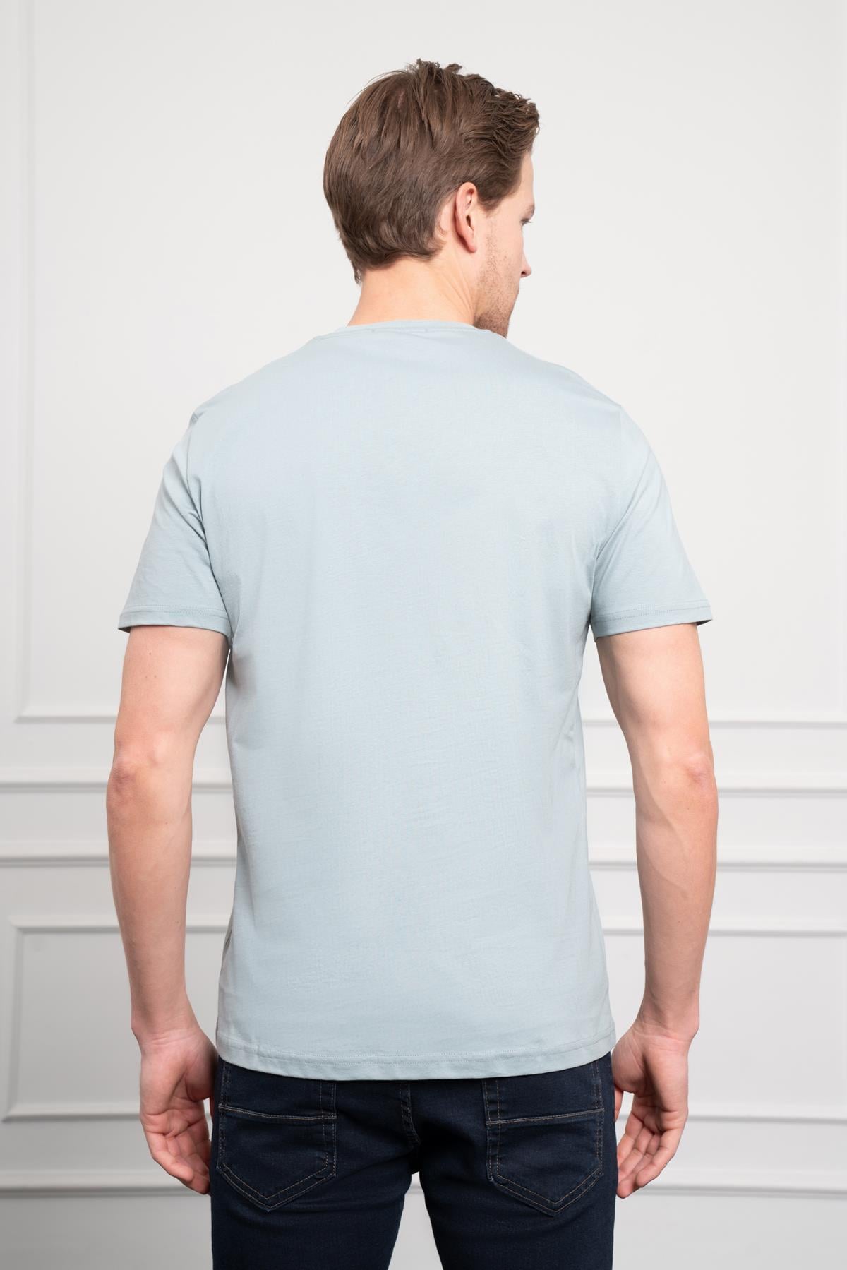 Morven Erkek İndigo Trend Bisiklet Yaka Dinamik Fit Pamuk T-Shirt