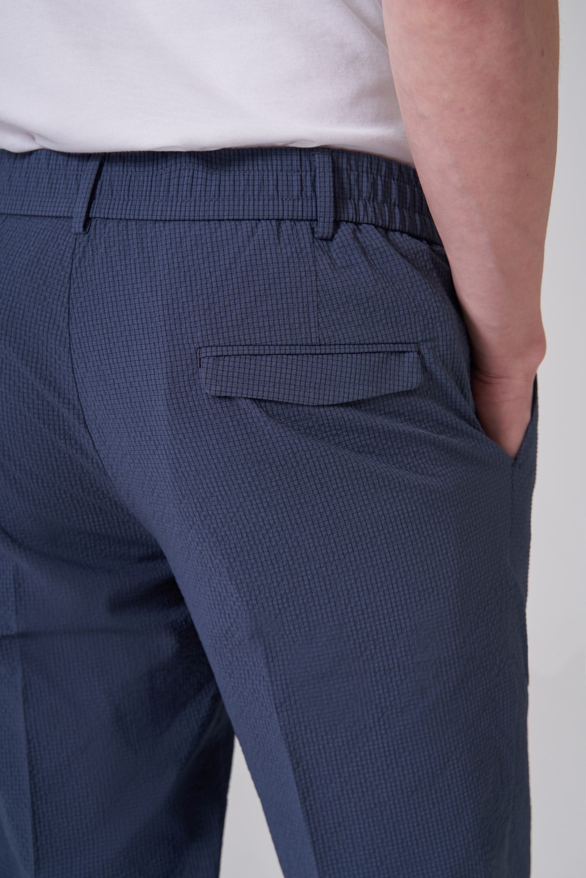 Morven Erkek İndigo Trend Gofre Slim Fit Pantolon