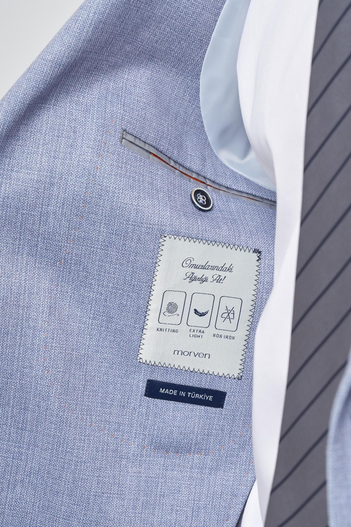 Morven Erkek İndigo Trend Slim Fit Mono Yaka Takım Elbise