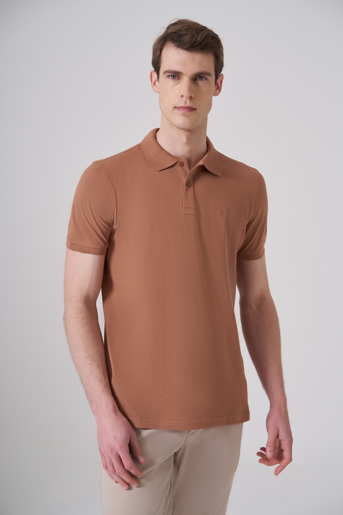 Morven Erkek KAHVE Basic Polo Yaka Dynamic Fit T-Shirt