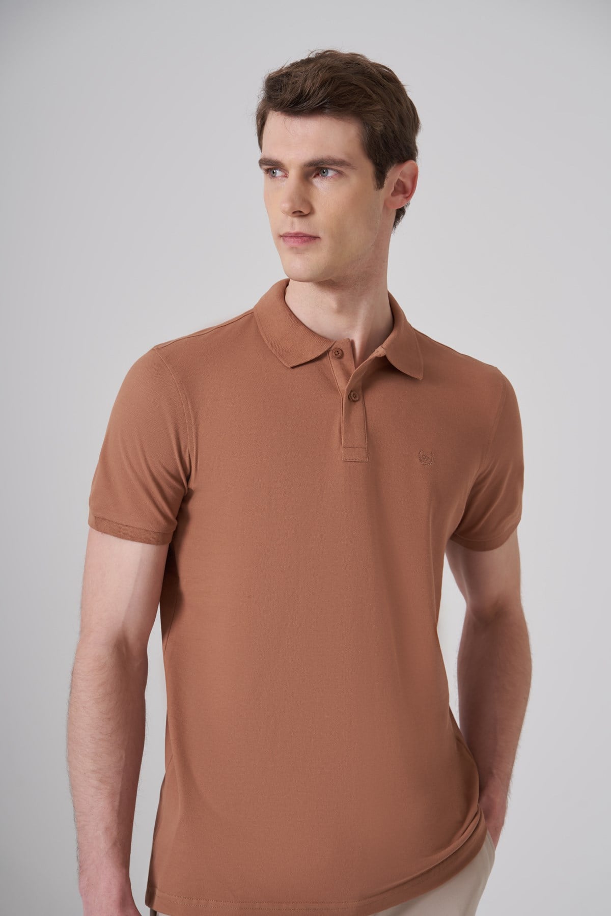 Morven Erkek KAHVE Basic Polo Yaka Dynamic Fit T-Shirt