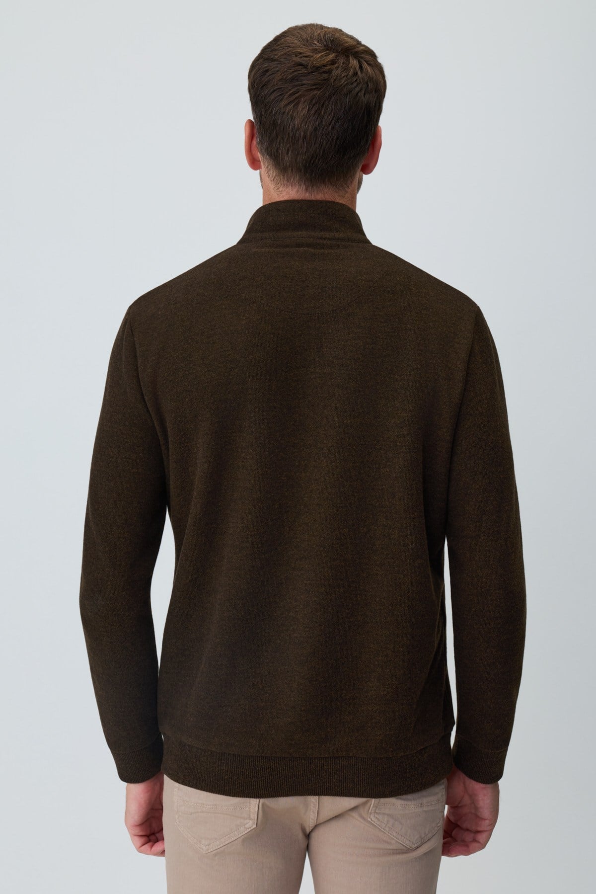 Morven Erkek KAHVE Fermuarlı Bato Yaka Dynamic Fit Sweatshirt