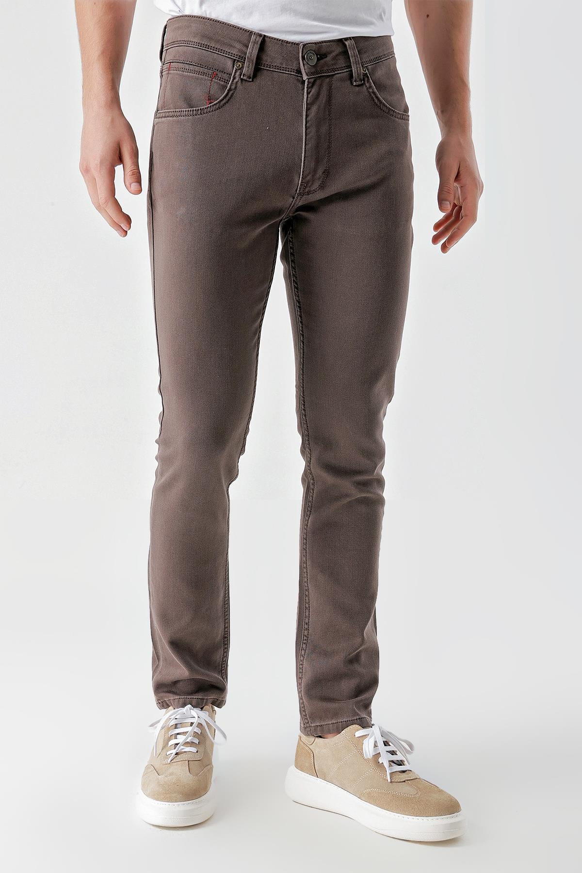 Morven Erkek KAHVE Mevsimlik Pamuk 5 Cep Slim Fit Jean Pantolon