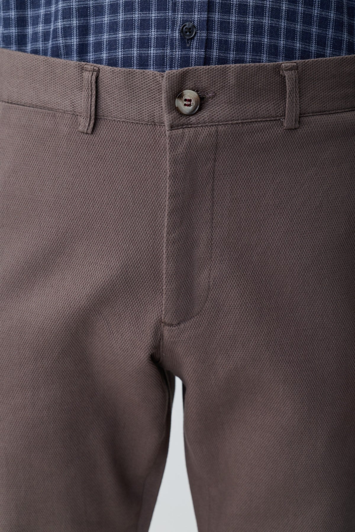 Morven Erkek KAHVE Pamuk Trend Desenli Slim Fit Chino Pantolon