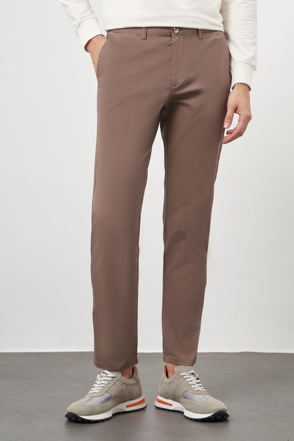 Morven Erkek KAHVE Pamuk Yan Cep Slim Fit Chino Pantolon