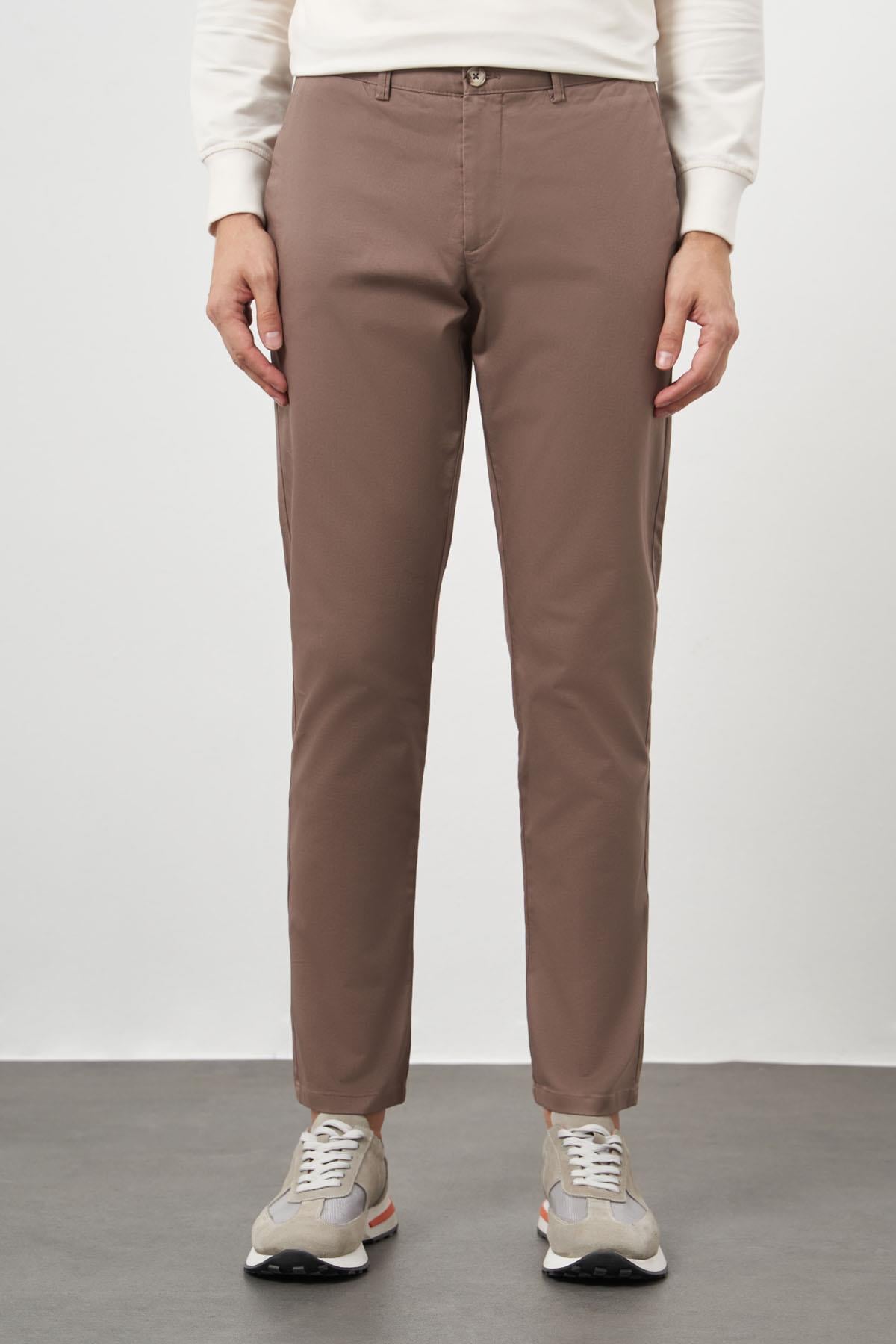 Morven Erkek KAHVE Pamuk Yan Cep Slim Fit Chino Pantolon