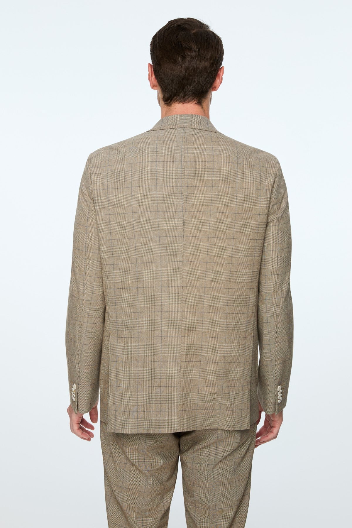 Morven Erkek KAHVE Poliviskon Trend Ekoseli Slim Fit Mono Yaka Ceket