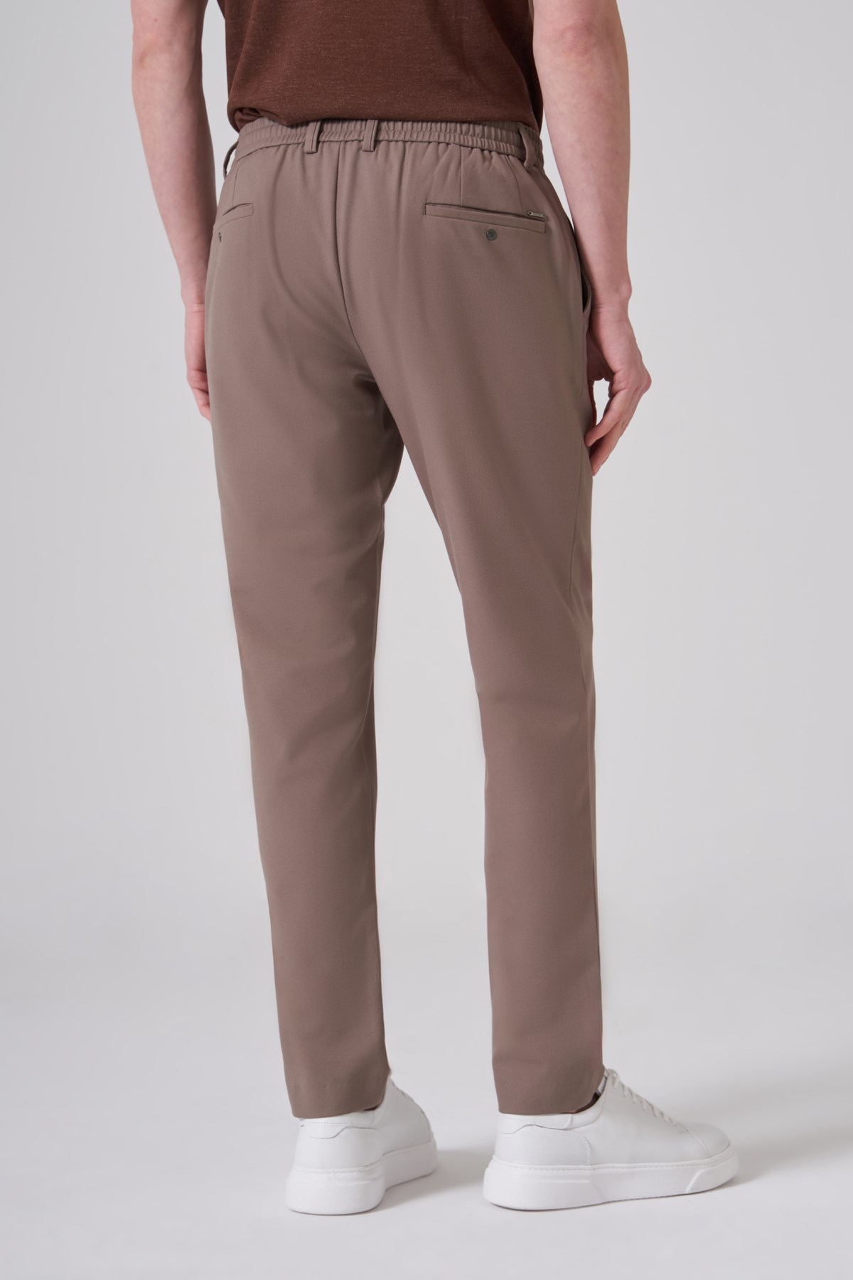 Morven Erkek KAHVE Trend Düz Slim Fit Lastikli İpli Pantolon