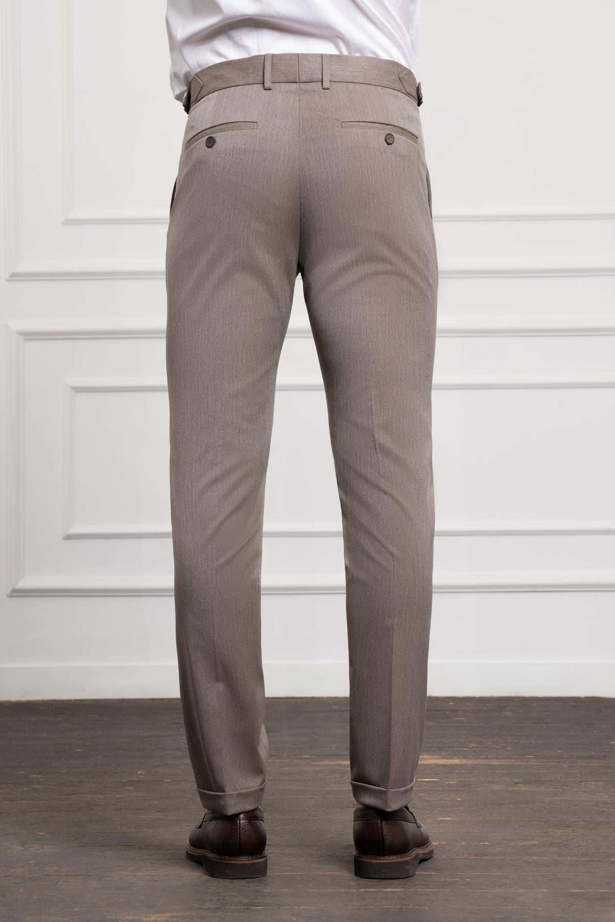 Morven Erkek KAHVE Trend Slim Fit Dar Kesim Pileli Pantolon