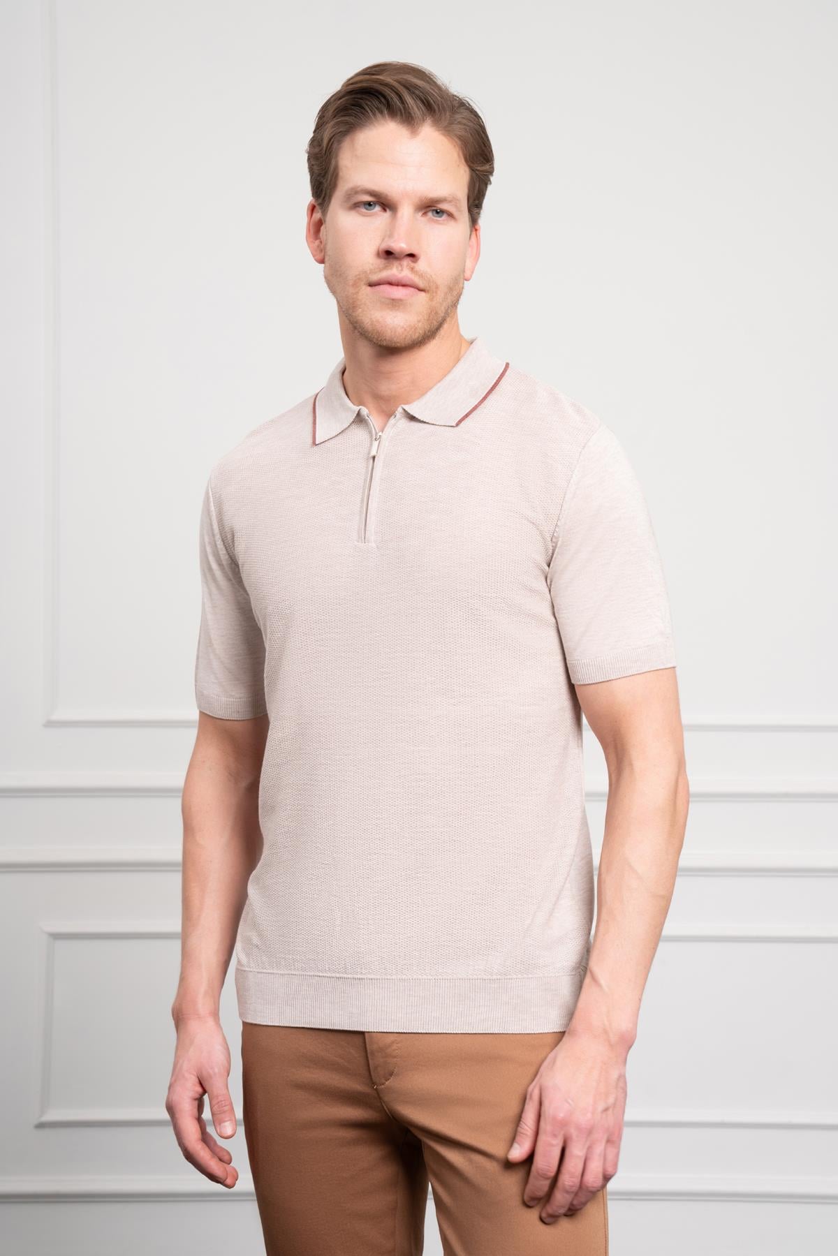 Morven Erkek Kemik Trend  Polo Yaka Dinamik Fit Rahat Kesim T-Shirt