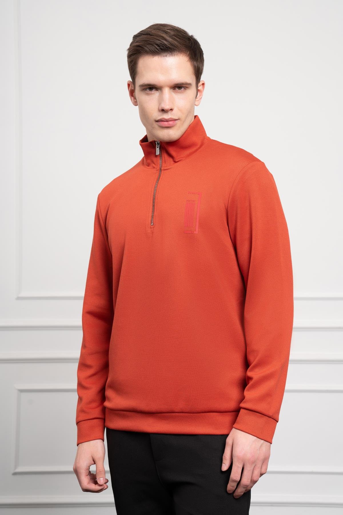 Morven Erkek Kiremit Femuarlı Bato Yaka Dynamic Fit Rahat Kesim Sweatshirt
