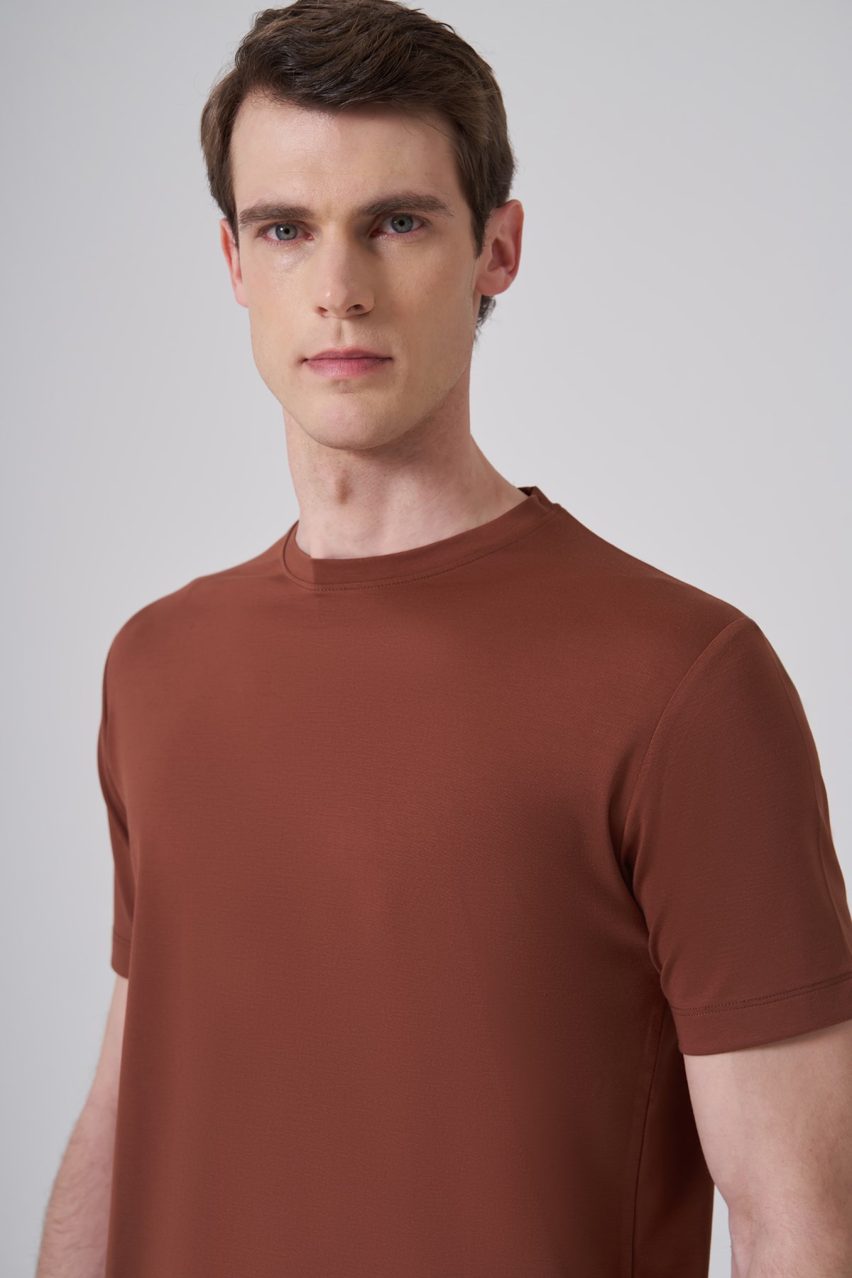 Morven Erkek Kiremit Trend  Bisiklet Yaka Rayon Dinamik Fit Tshirt