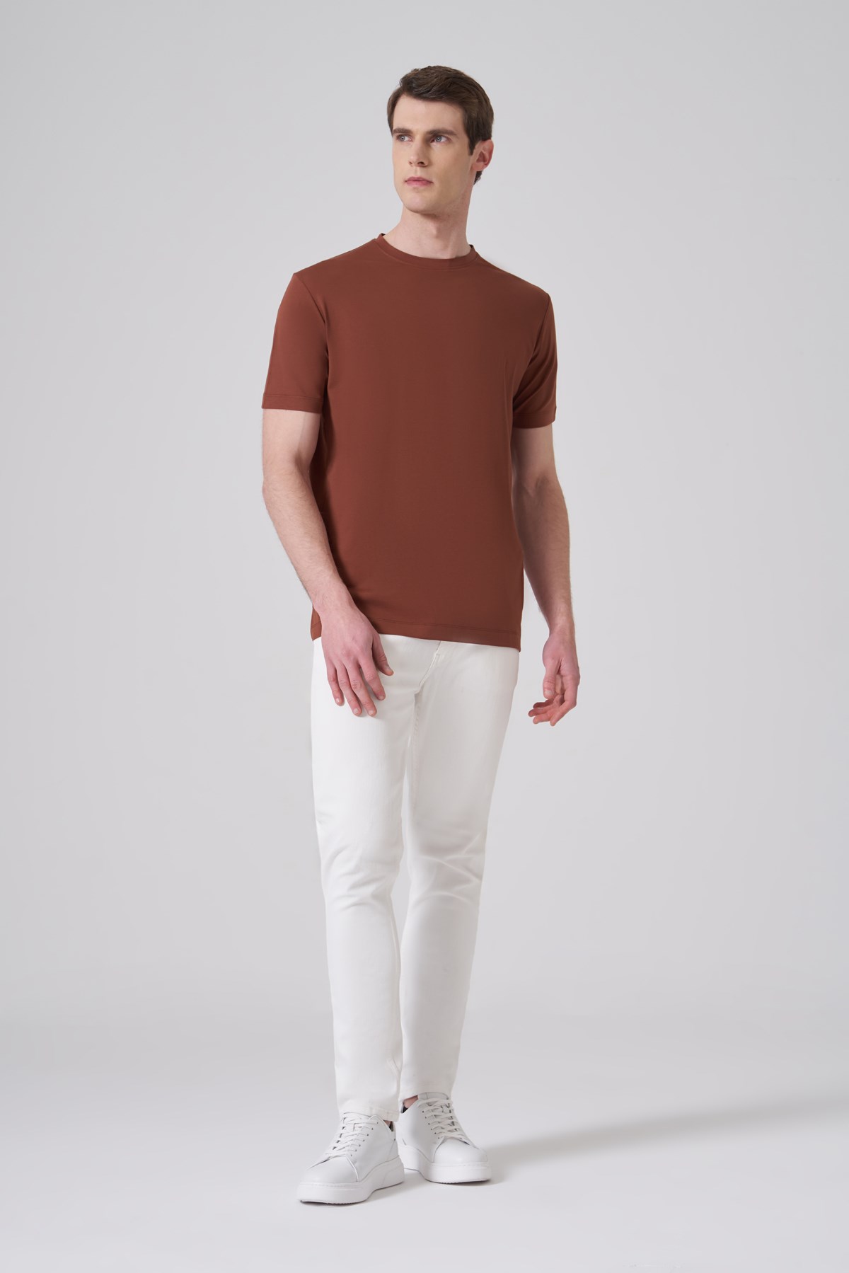 Morven Erkek Kiremit Trend  Bisiklet Yaka Rayon Dinamik Fit Tshirt
