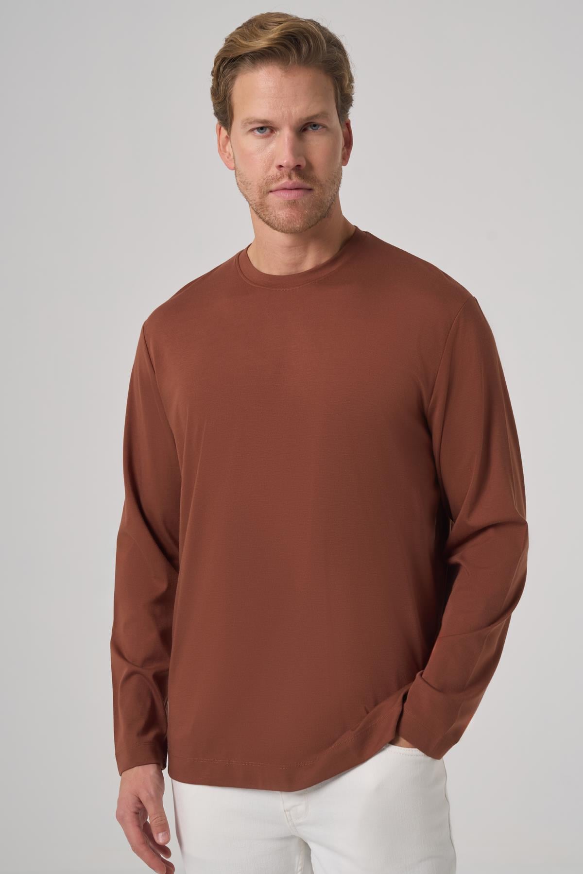Morven Erkek Kiremit Trend Bisiklet Yaka Rayon Sweatshirt