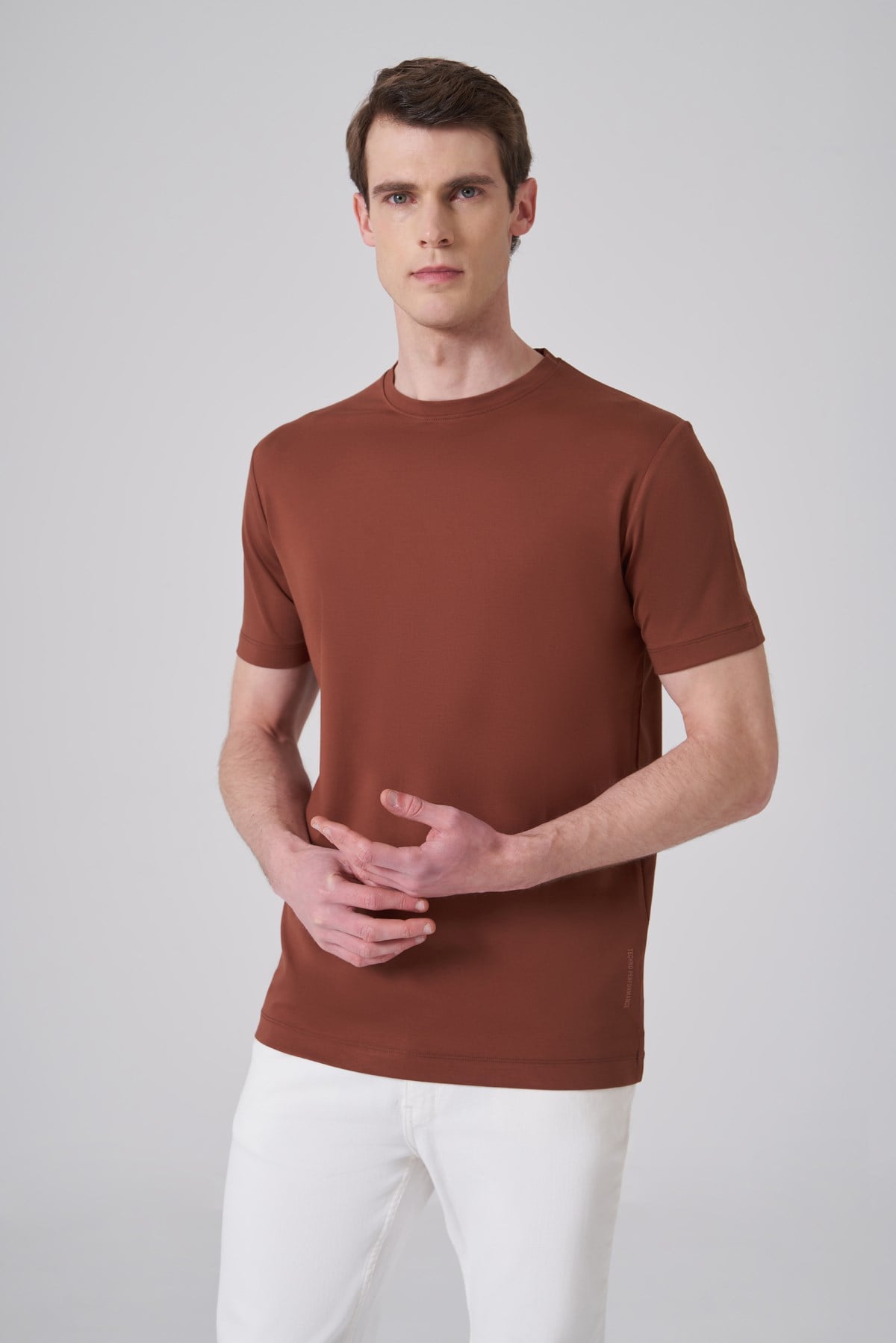 Morven Erkek Kiremit Trend  Bisiklet Yaka Rayon Dinamik Fit Tshirt